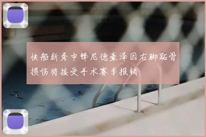 快船新秀中锋尼德豪泽因右脚跖骨损伤将接受手术赛季报销